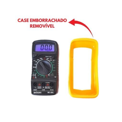 Multímetro Digital Portátil LCD de 3 Dígitos com Iluminação de Fundo MD-200L Amarelo, EXBOM - Image 5