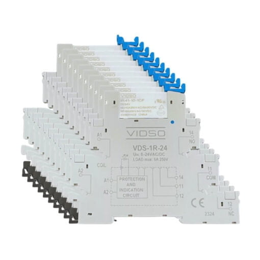 Kit 10 X - Rele Interface Slim 6mm Trilho Din 24vcc 6a VDS-1R-24 - VIDSO
