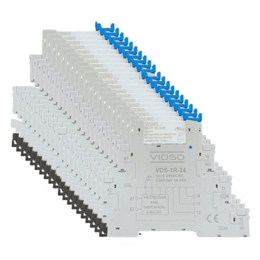 Kit 20 X - Rele Interface Slim 6mm Trilho Din 24vcc 6a VDS-1R-24 - VIDSO